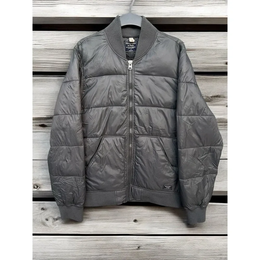 Abercrombie & Fitch Gray Puffer Jacket‎ Men's Size S